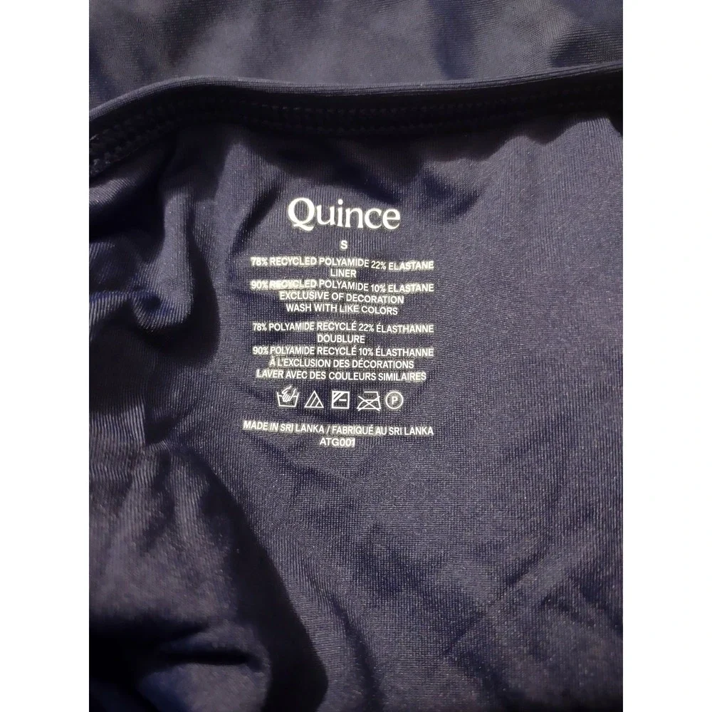 Quince Italian Cami One-Piece Swimsuit Navy Blue Recycled Polyamide Size S NEW